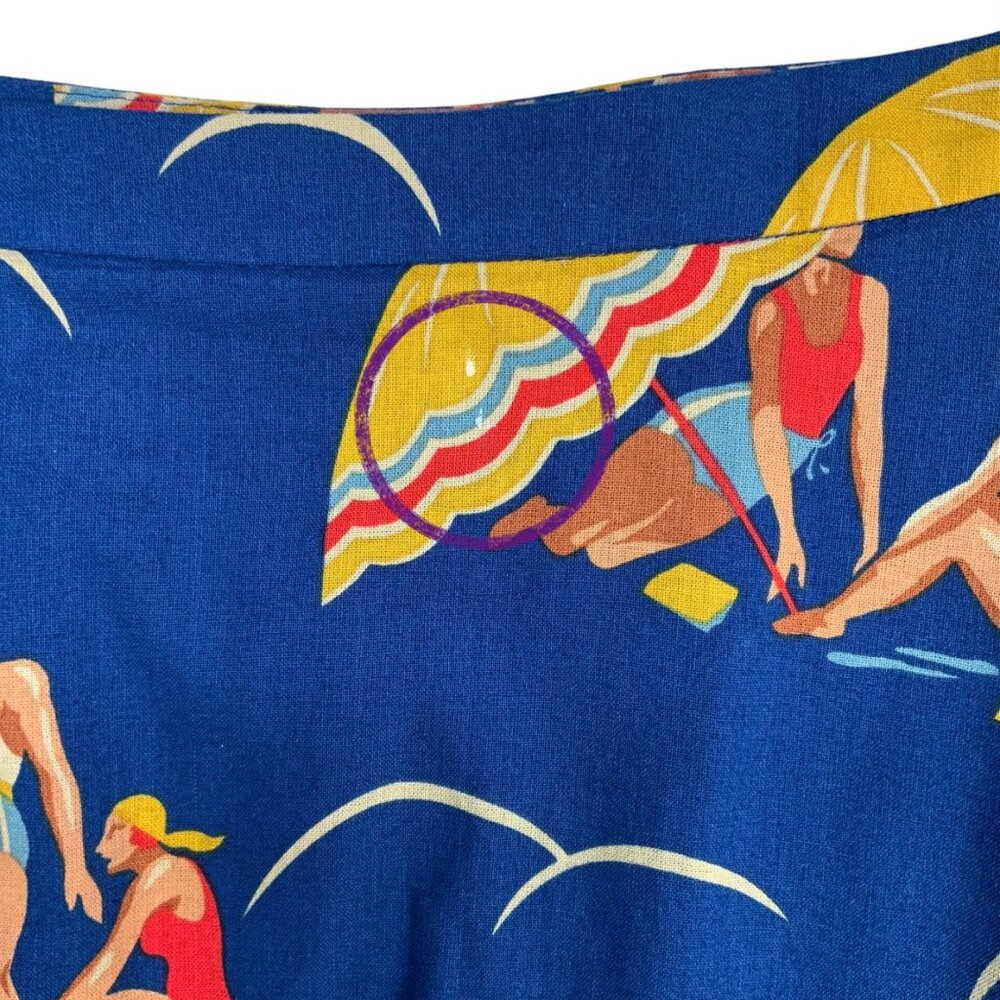 Ralph Lauren Mikaela Retro Print Skirt 14 Blue Novelty Mini Pockets Rare Resort - Picture 7 of 11